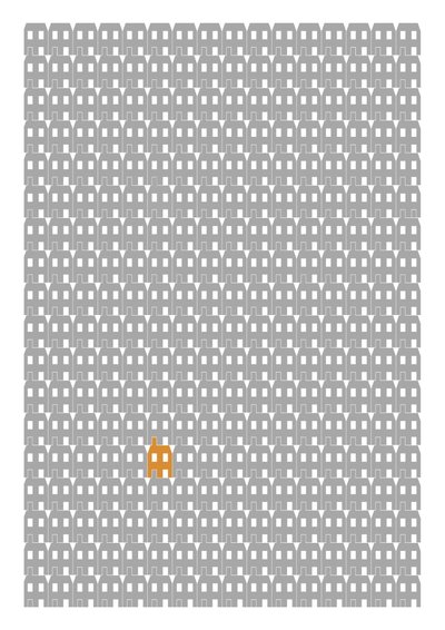 Grey Paper House Repeat Print, 2014 (impresión giclée gráfica) de Sarah Evans