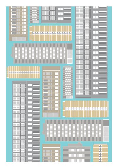 Modern Block, 2014 (impresión giclée gráfica) de Sarah Evans