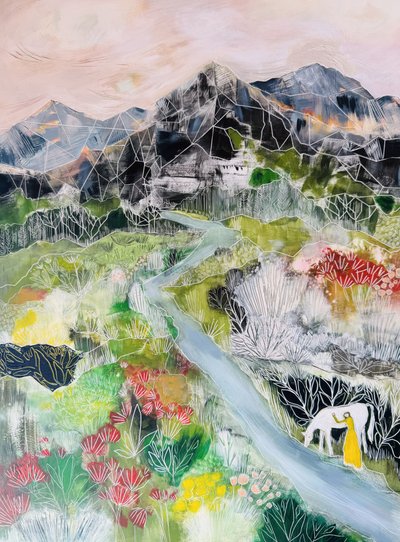 Mujer, Vaca, Montaña, Valle de Sarah Fitzgerald