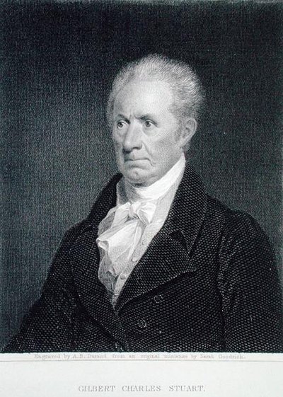 Gilbert Charles Stuart (1755-1828), grabado por Asher Brown Durand (1796-1886) de una miniatura original de Sarah Goodridge