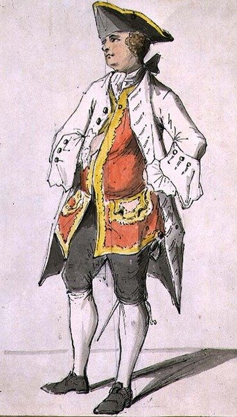 Un caballero con sombrero de tres picos, de un álbum de estudios de figuras, mediados del siglo XVIII de Sarah Hamilton