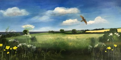 Buzzard, 2022 (óleo sobre tabla) de Sarah Thompson Engels