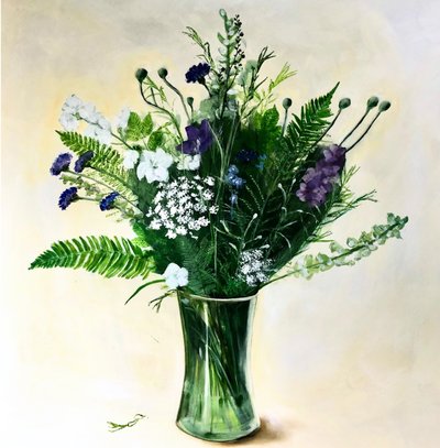 Flores de loto, 2023 (acrílico sobre tabla) de Sarah Thompson Engels