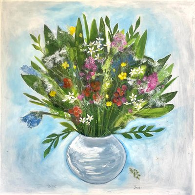 Florero redondo, 2021 (acrílico sobre tabla) de Sarah Thompson Engels