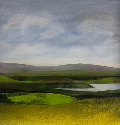 paisaje acuático de somerset, 2023 (pintura sobre papel) de Sarah Thompson Engels
