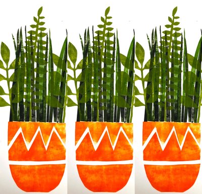 Tres jarrones naranjas, 2021 (monocopia) de Sarah Thompson Engels