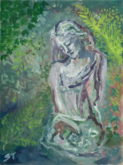 Dama en el bosque, c. 2021 (óleo sobre lienzo) de Sarah Tudor