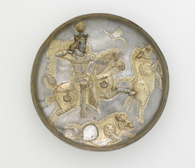 Plato, siglo IV (plata y dorado) de Sasanian School
