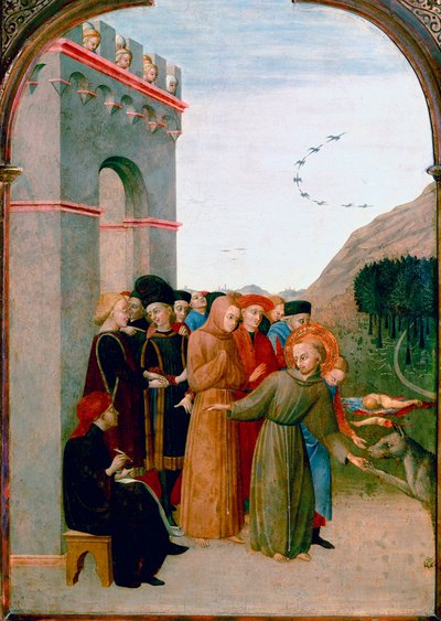 San Francisco de Asís hablando con el lobo de Gubbio (detalle) de Sassetta (c.1392 1450)