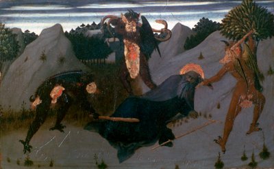 San Antonio Golpeado por Demonios de Sassetta