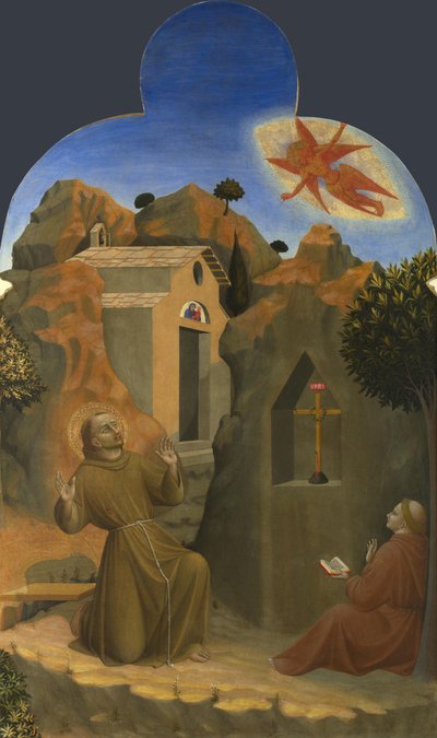 La estigmatización de San Francisco del retablo de Borgo del Santo Sepolcro, 1437-1444 de Sassetta