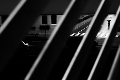 El caminante solitario del paraguas de Satoshi Hata