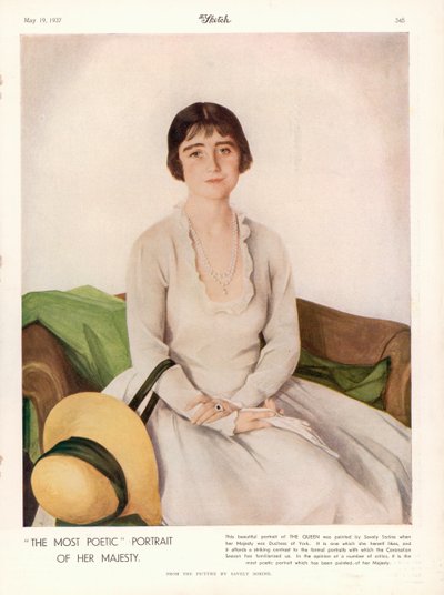 Retrato de Su Majestad la Reina Isabel (1900-2002) de "The Sketch". de Savely Sorine