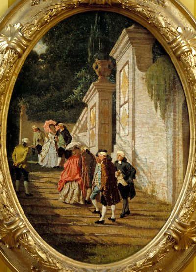 Los buenos tiempos antiguos Parejas de nobleza caminando de Saverio Altamura