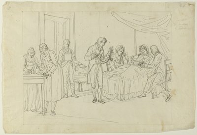 Escena de lecho de enfermo de Saverio della Gatta