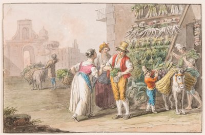 Acuarela; Un puesto de verduras de Saverio della Gatta