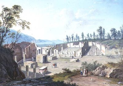Turistas en las ruinas de Pozzuoli, cerca de Nápoles de Saviero Xavier della Gatta