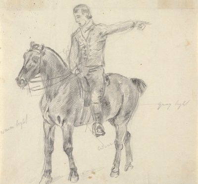 Figura a caballo mirando a la izquierda de Sawrey Gilpin