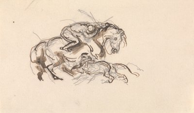 Caballo y jinete atacados por un león de Sawrey Gilpin