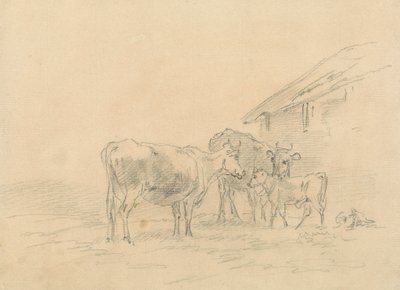 Dos vacas y un ternero de Sawrey Gilpin