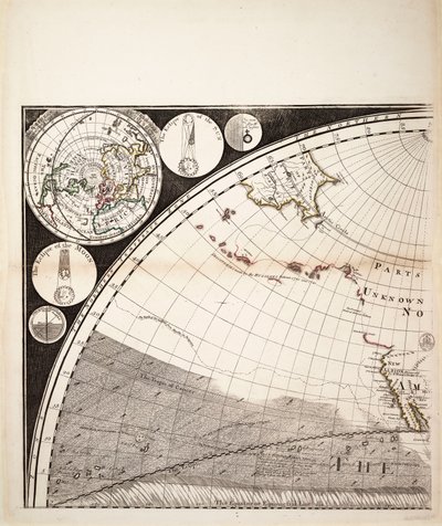 Un nuevo y correcto mapa del mundo (sección), c.1774 (grabado coloreado) de Sayer & Bennett