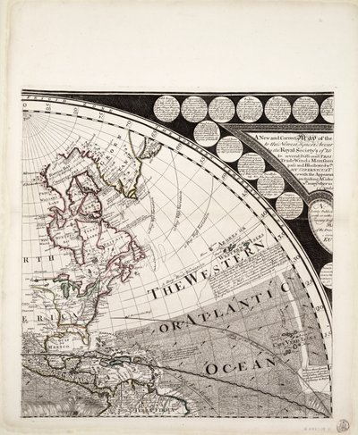 Un nuevo y correcto mapa del mundo (sección), c.1774 (grabado coloreado) de Sayer & Bennett
