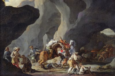 Ataque a los Viajeros, c.1634-37 de Sébastien Bourdon