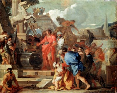 Augusto ante la Tumba de Alejandro Magno, siglo XVII de Sébastien Bourdon