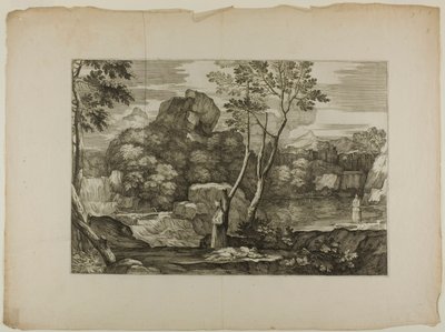 Paisaje con un hombre muerto y dos sacerdotes de Sébastien Bourdon