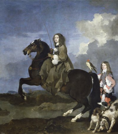 Retrato de la Reina Cristina de Suecia 1626-1689 a caballo, 1653-1654 de Sébastien Bourdon