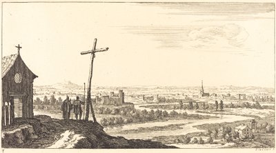 Paisaje con iglesia y ciudad a lo lejos de Sébastien  Le Clerc I