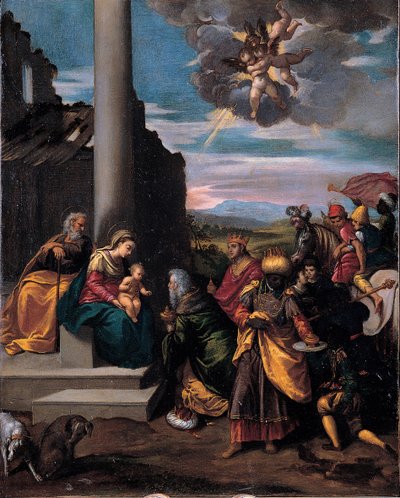 La adoración de los Magos, 1575-1580 de Sigismondo Scarsellino