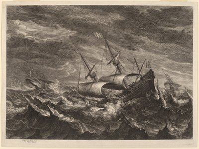 Barcos de vela en una tempestad de Schelte Adams Bolswert after Andries van Eertvelt