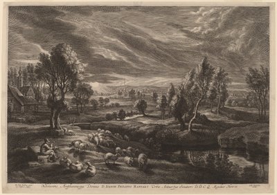 Un Paisaje con un Pueblo de Schelte Adams Bolswert after Sir Peter Paul Rubens
