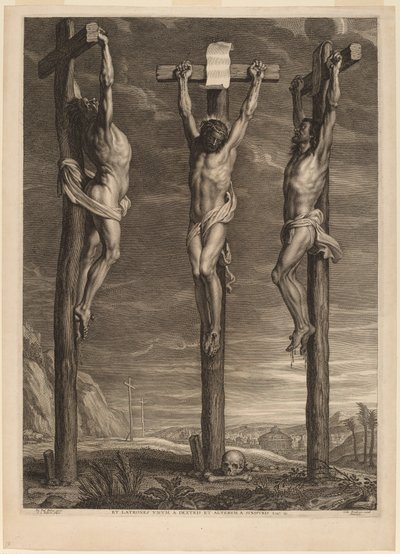 Cristo crucificado entre dos ladrones de Schelte Adams Bolswert after Sir Peter Paul Rubens