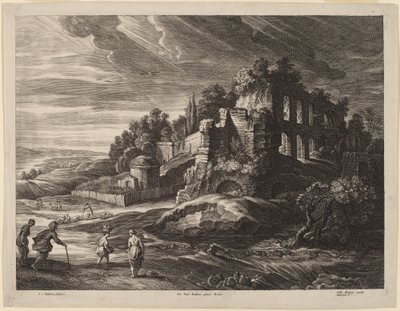 Paisaje con grandes ruinas romanas de Schelte Adams Bolswert after Sir Peter Paul Rubens