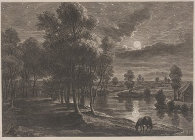 Paisaje fluvial a la luz de la luna de Schelte Adams Bolswert, after Sir Peter Paul Rubens