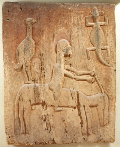 Puerta con relieve que representa a un jinete, Población Baule, de Costa de Marfil de School African