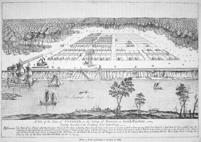 Vista de Savannah, Georgia en 1741 de School American