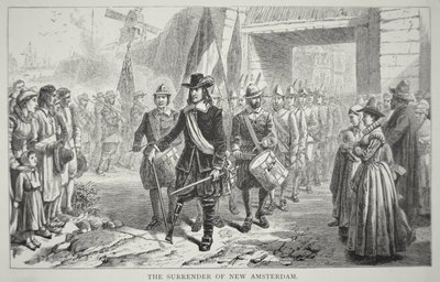 El gobernador Peter Stuyvesant rinde Nueva Ámsterdam a los británicos en 1664 de School American