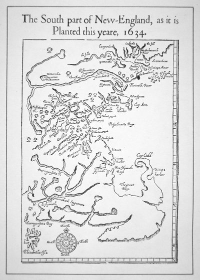 Mapa incluyendo la Bahía de Massachusetts de School American