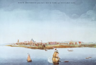 Nueva Ámsterdam en la isla de Manhattan en 1650 de School American