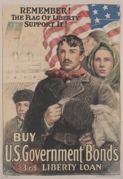 ¡Recuerden! ¡La bandera de la libertad lo apoya! Compre Bonos del Gobierno de EE.UU., 3er Préstamo Libertad de School American