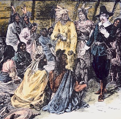 Roger Williams compra la tierra requerida a los indios Narragansett de School American