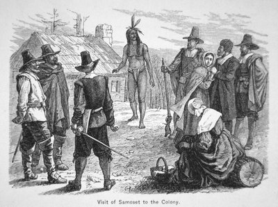 Samoset, Jefe de los Pemaquids visita a los Padres Peregrinos en 1621 de School American