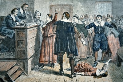 Brujas de Salem - una niña embrujada en un juicio en 1692 de School American