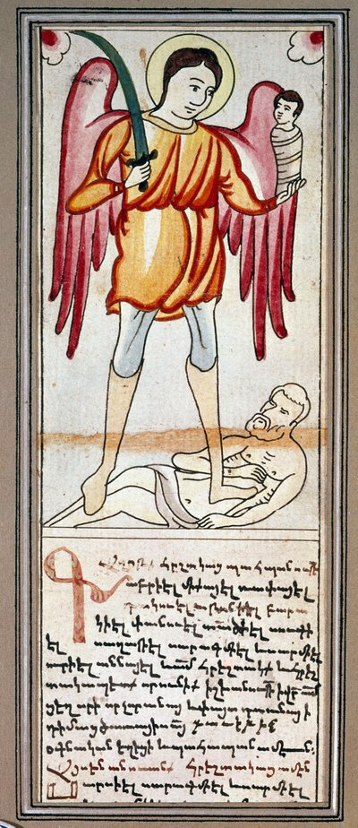 Representación de San Miguel. Miniatura de un manuscrito armenio. Siglo XIX París, Museo Armenio de School Armenian