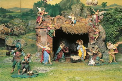 Escena de la Natividad (técnica mixta) de School Austrian