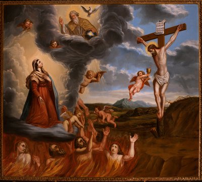 La mediación de la Virgen María para el purgatorio. Finales del siglo XVII de School Belgian