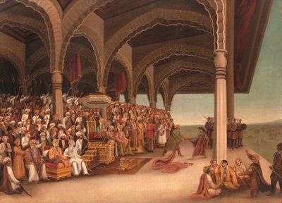 Sin título (El desvestido de Draupadi), c. finales del siglo XIX (óleo sobre lienzo) de School Bengali